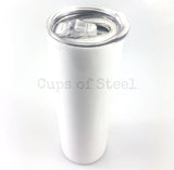20oz Straight Skinny Sublimation, no taper Leakproof Tumbler w/Straw and rubber bottom